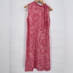 Talbots Vintage Maxi Dress Sleeveless Paisley & Floral Print Asian Made in USA 8